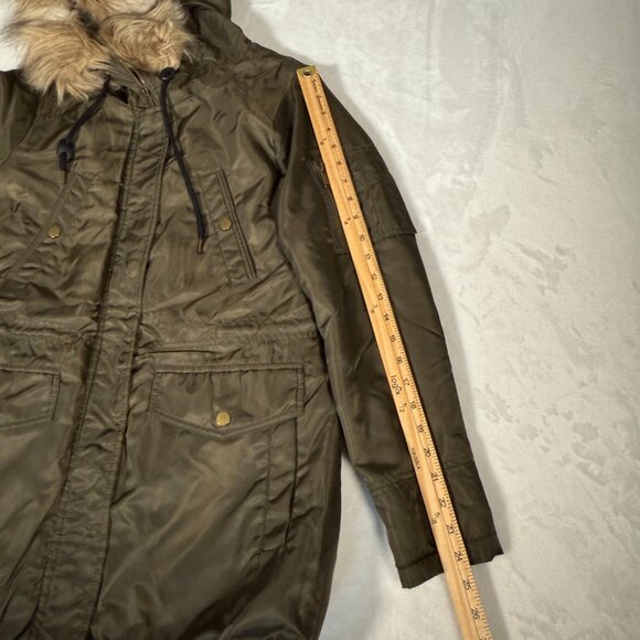 American Rag Cia Parka Jacket Women Size S Olive Green Full Zip Hooded Coat - Picture 4 of 16